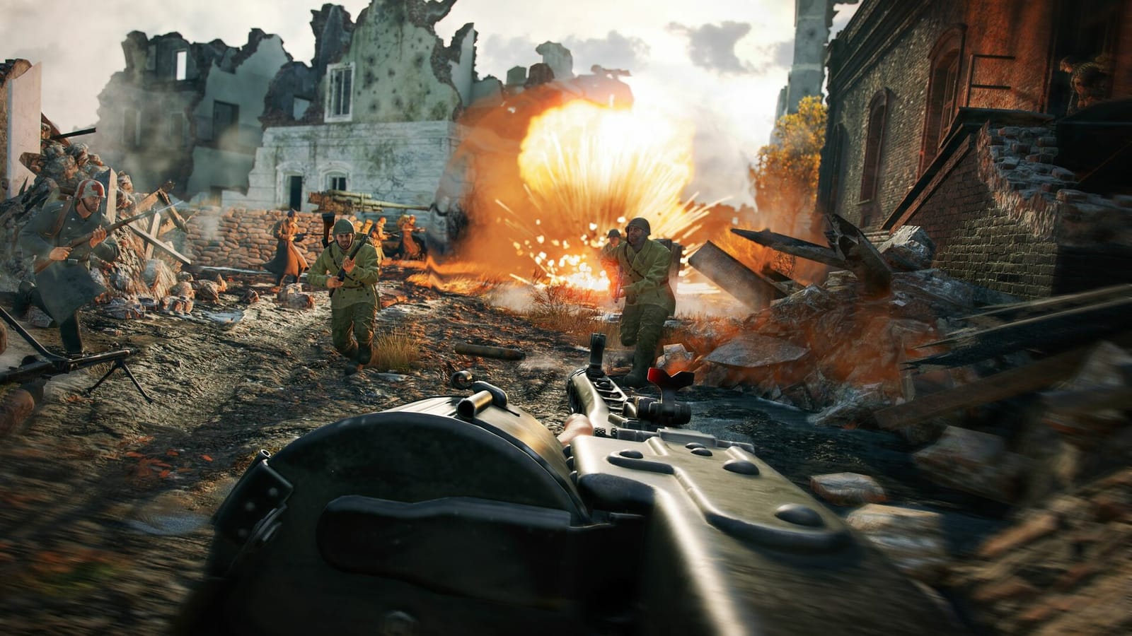Store artwork for Enlisted showing World War II infantry and a tank advancing across a battlefield with the game logo.