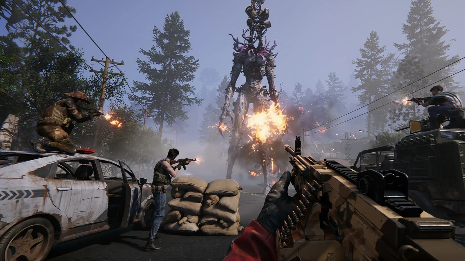 Once Human gameplay — a survivor exploring a ruined, mist-covered landscape.