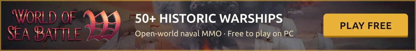 World of Sea Battle — 50+ historic warships. Open-world naval MMO, free to play on PC. Play free.